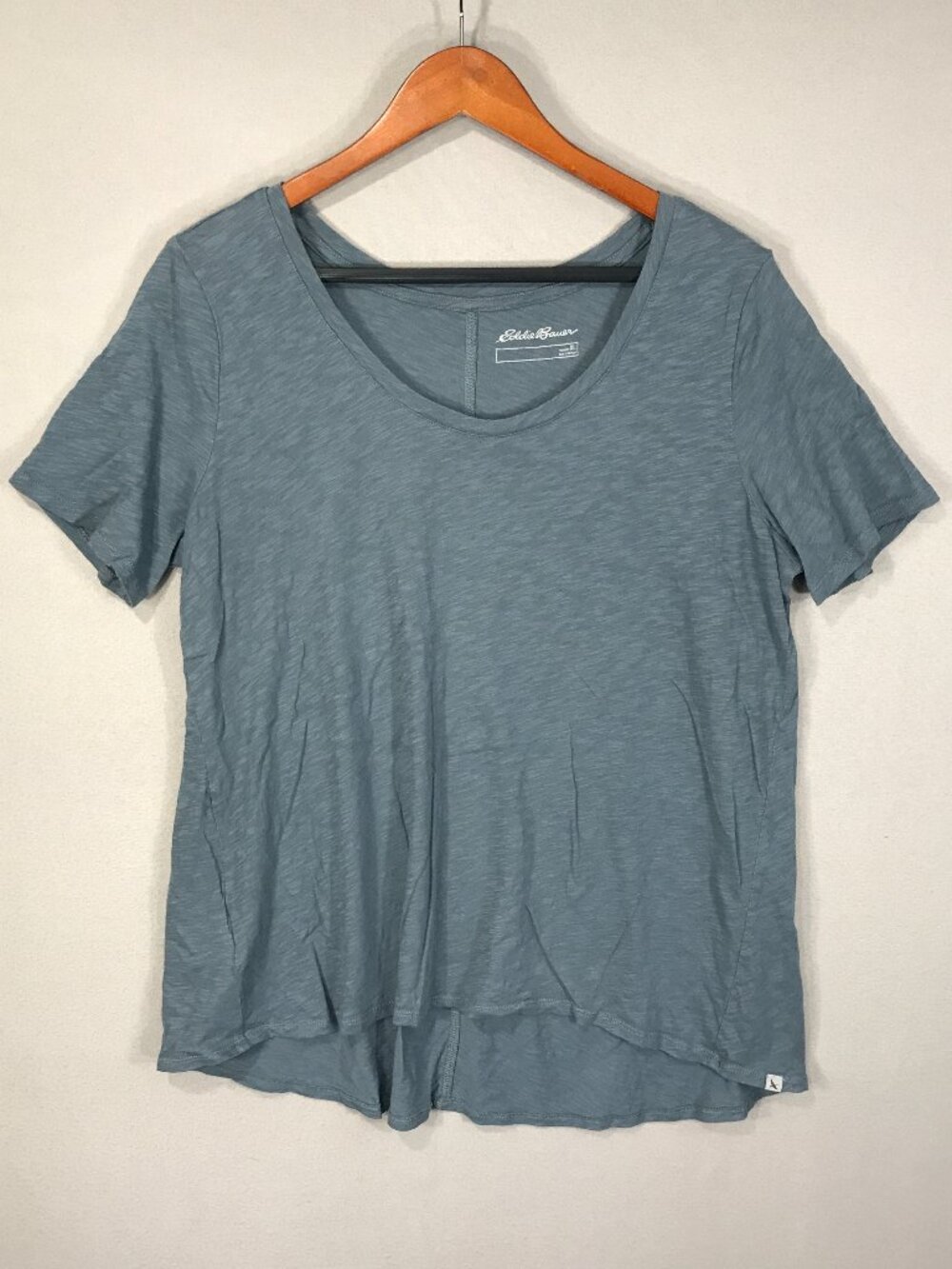 Eddie Bauer T Shirt Womens XL Blue Pullover Scoop Neck High Low Short Sleeve Tee